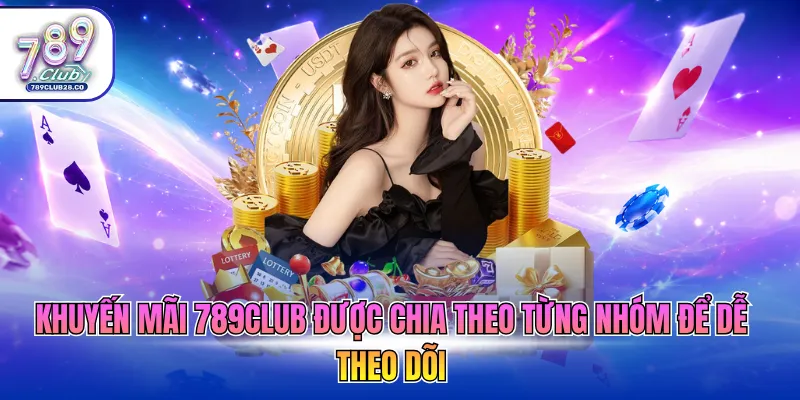 Khuyến mãi 789Club được chia theo từng nhóm để dễ theo dõi